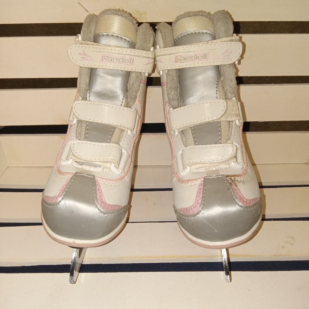 Riedel Kids Ice Skates - White, Silver, and Pink